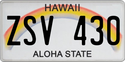 HI license plate ZSV430