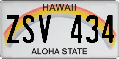 HI license plate ZSV434