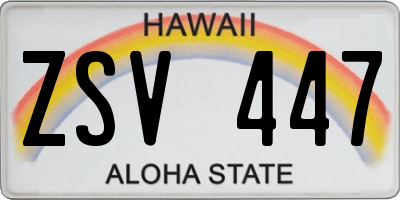 HI license plate ZSV447