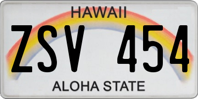 HI license plate ZSV454