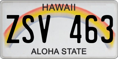 HI license plate ZSV463