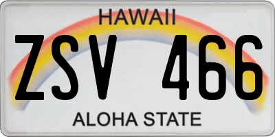 HI license plate ZSV466