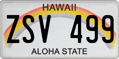 HI license plate ZSV499