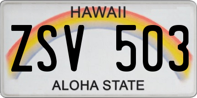 HI license plate ZSV503