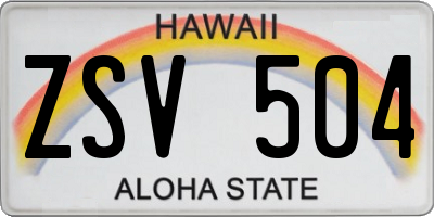 HI license plate ZSV504