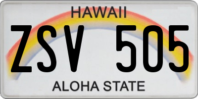 HI license plate ZSV505