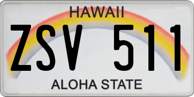 HI license plate ZSV511