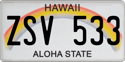 HI license plate ZSV533