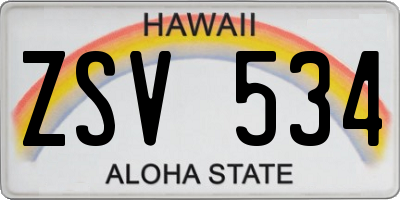 HI license plate ZSV534