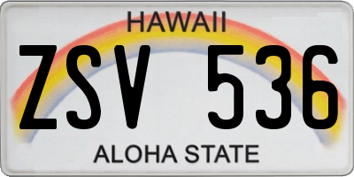 HI license plate ZSV536