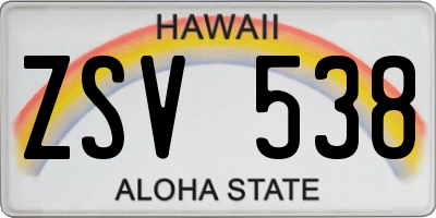HI license plate ZSV538