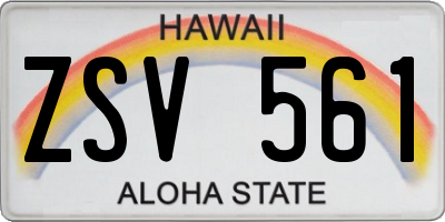 HI license plate ZSV561