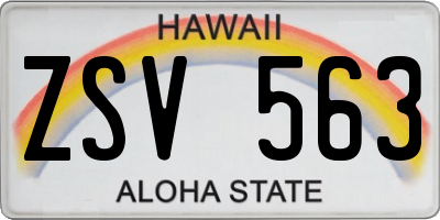 HI license plate ZSV563