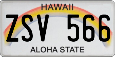 HI license plate ZSV566