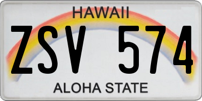 HI license plate ZSV574
