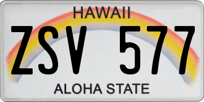 HI license plate ZSV577
