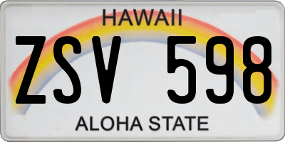 HI license plate ZSV598
