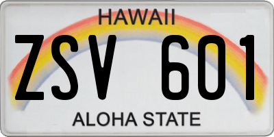 HI license plate ZSV601