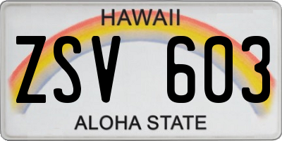 HI license plate ZSV603