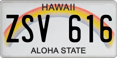 HI license plate ZSV616
