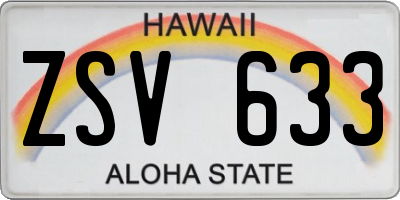 HI license plate ZSV633
