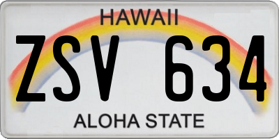 HI license plate ZSV634