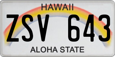 HI license plate ZSV643