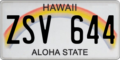 HI license plate ZSV644