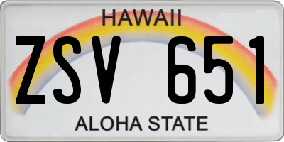HI license plate ZSV651