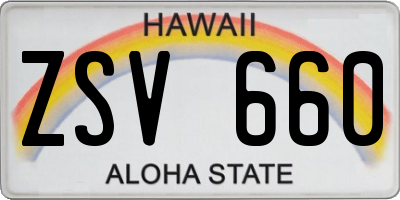 HI license plate ZSV660