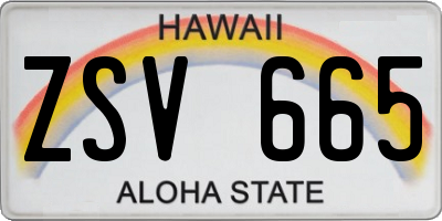 HI license plate ZSV665