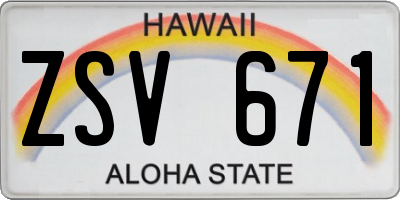 HI license plate ZSV671