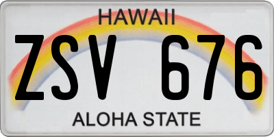 HI license plate ZSV676