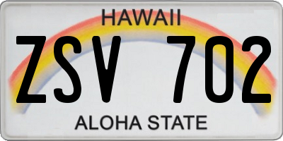 HI license plate ZSV702