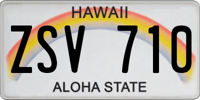 HI license plate ZSV710