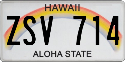 HI license plate ZSV714