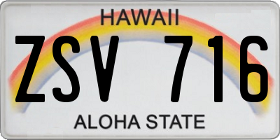 HI license plate ZSV716