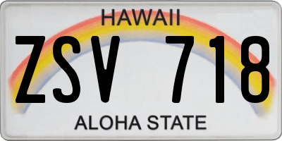 HI license plate ZSV718
