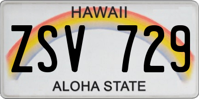 HI license plate ZSV729