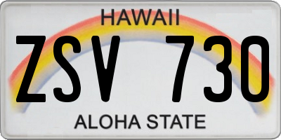 HI license plate ZSV730