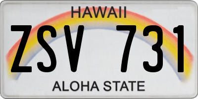 HI license plate ZSV731