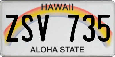 HI license plate ZSV735