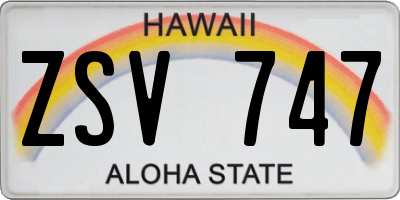 HI license plate ZSV747
