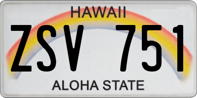 HI license plate ZSV751