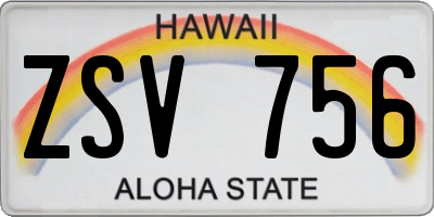 HI license plate ZSV756