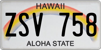 HI license plate ZSV758