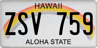 HI license plate ZSV759