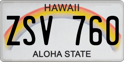 HI license plate ZSV760