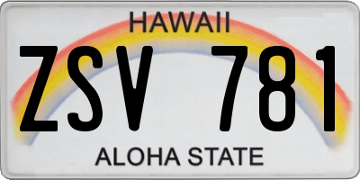 HI license plate ZSV781