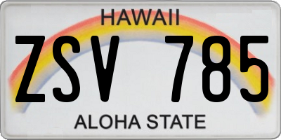 HI license plate ZSV785